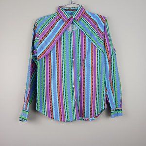 ARROYO| Vintage Western Multicolor Stripe Rodeo Button Down Shirt Sz Small